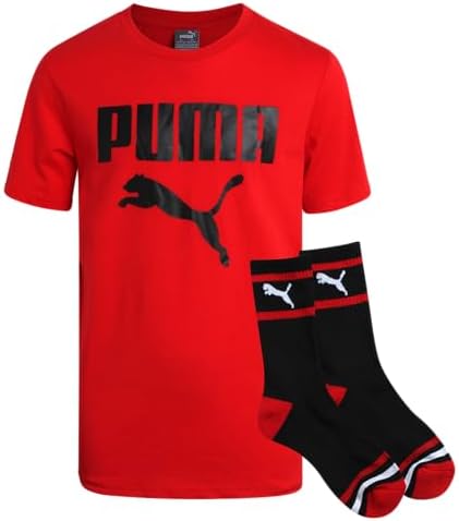 PUMA Boys Hype Unders Sleek Graphic T-Shirt Crew Socks Set