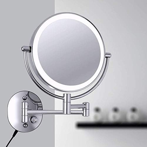 Wall Mount LED Makeup Mirror 5X Magnifying 8-Inch Double Sided Vanity Mirror with 360 Swivel UK Plug