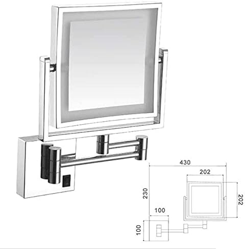 DEIHGE Square Double-Sided LED Makeup Mirror Wall Mounted Vanity Mirror with Light