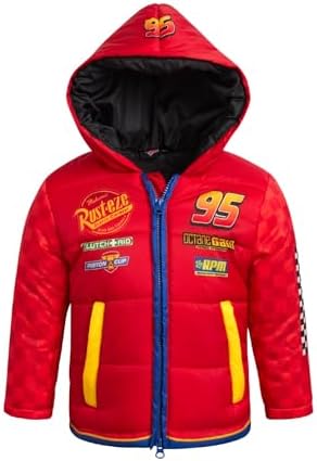 Disney Boys Puffer Jacket - Mickey Cars Buzz Lightyear Full Zip