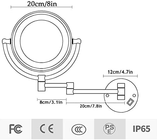 360 Wall-Mounted Makeup Mirror with LED Light