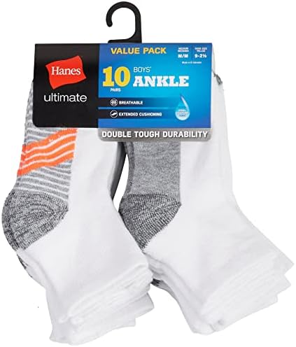 Hanes Boys Ultimate Ankle No-Show Socks Durable Comfortable