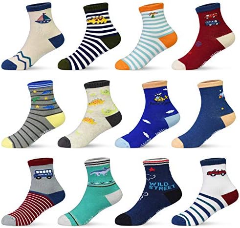 SkiBeaut Toddler Socks 12 Pairs Non Slip Grips