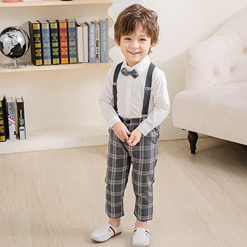 Kimocat Toddler Boy Numer Fashionable Set with Bowtie Suspender Straps