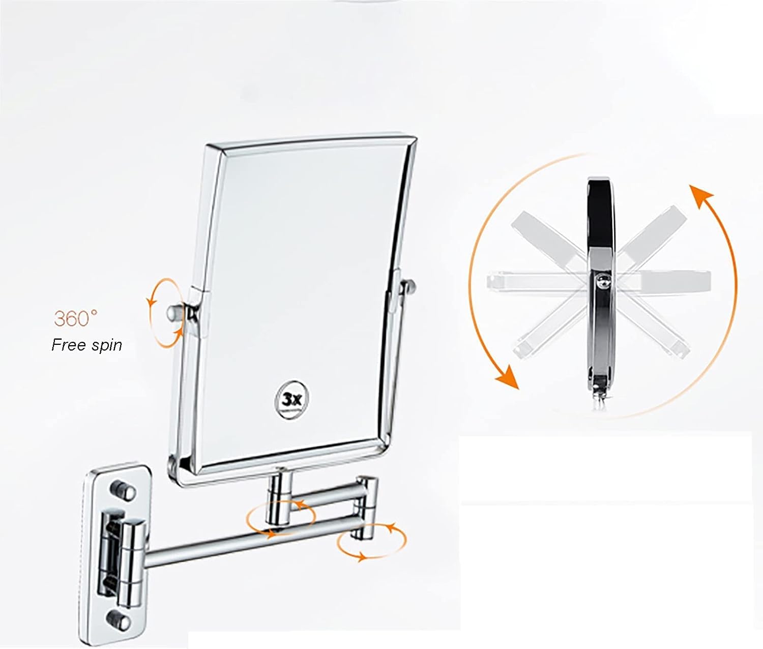 Wall-Mounted Double-Sided Makeup Mirror with 3x Magnification