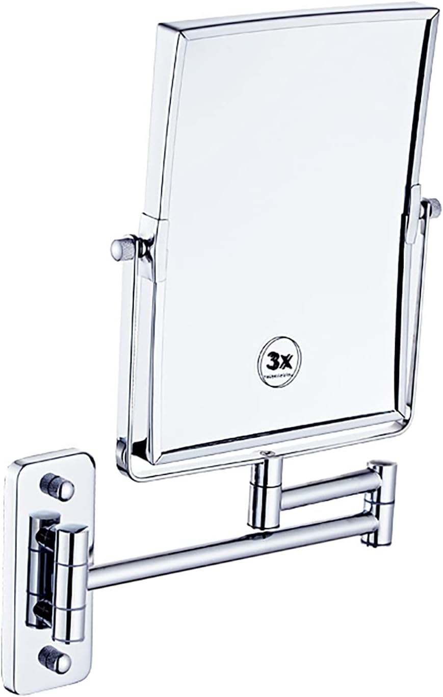 Wall-Mounted Double-Sided Makeup Mirror with 3x Magnification