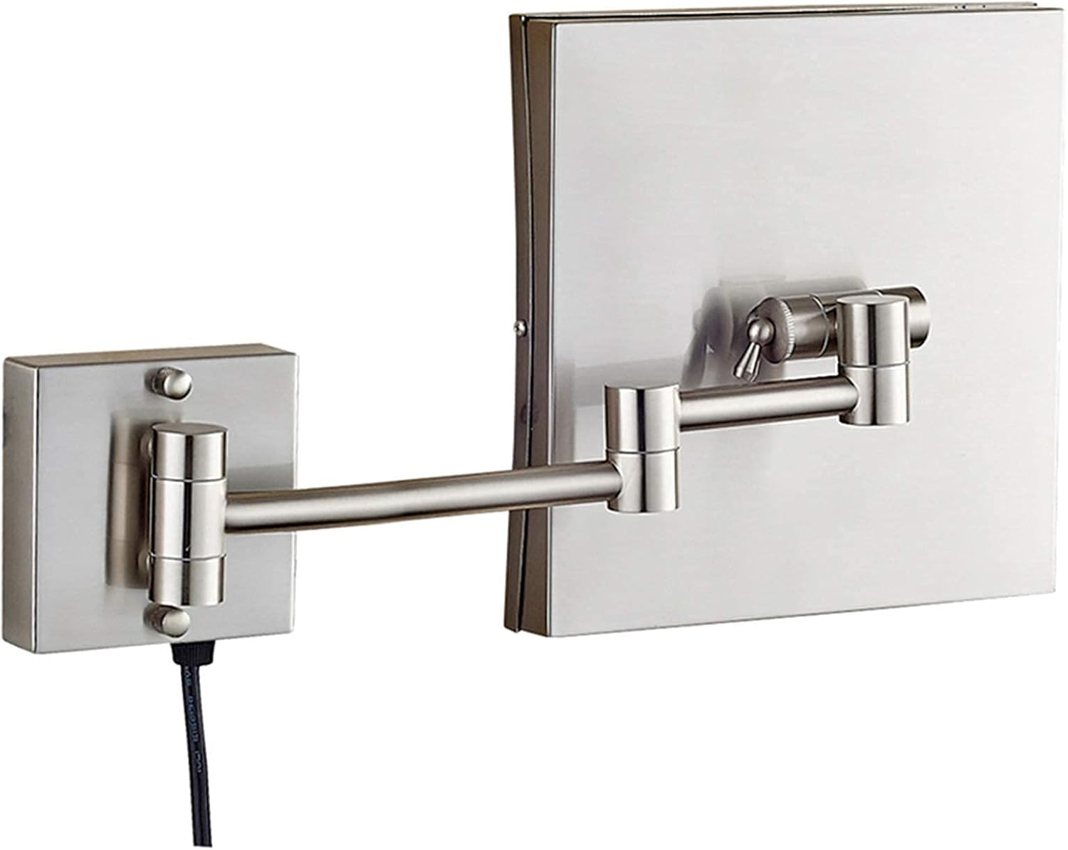 Elegant Nickel 8-inch LED Magnification Mirror for Busy Riverside