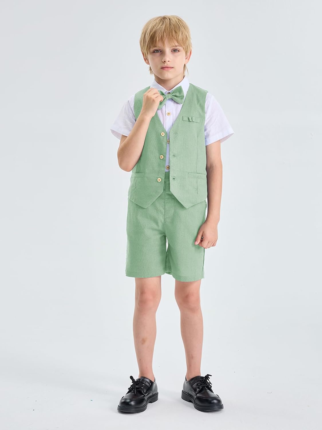 LOLANTA Boys Linen Suit 4-Piece Summer Outfit for Beach Graduation