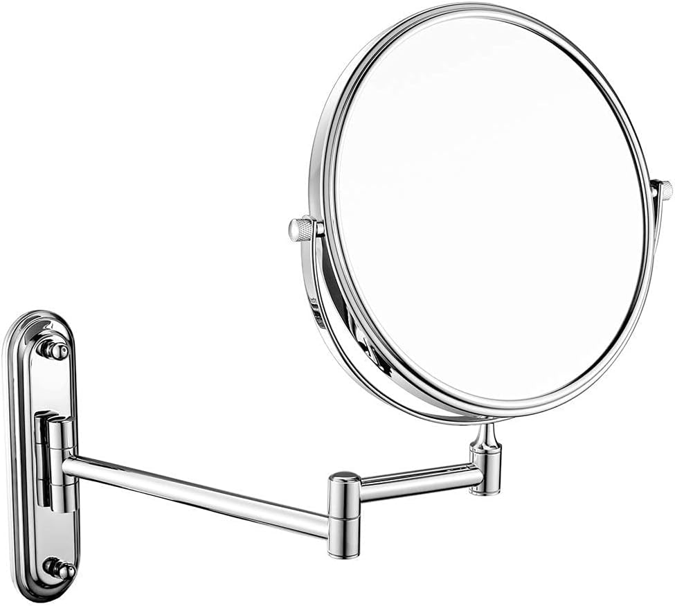 Bathroom Makeup Mirror Adjustable 360 Swivel Vanity Mirror Wall-Mounted Brass Double Sided
