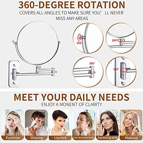 NOVOCE Double-Sided Makeup Mirror 7X Magnification Chrome 8 inch