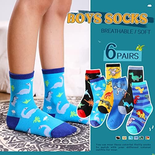 SeeyAN Boys Socks 6 Pair Funny Cartoon Space Dinosaur Crazy Socks