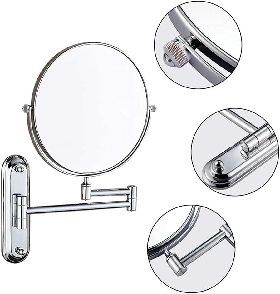 Bathroom Makeup Mirror Adjustable 360 Swivel Vanity Mirror Wall-Mounted Brass Double Sided