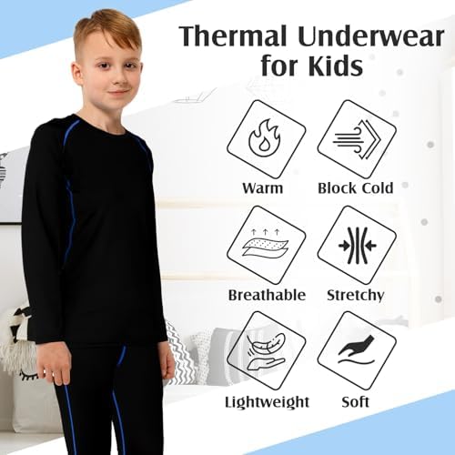 Suhine 3 Pack Thermal Underwear for Kids Winter