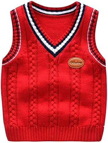 Boys V Neck Cable Knit Sweater Vest School Uniform