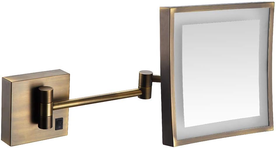 DEIHGE8 inch LED Light Wall-Mounted Vanity Makeup Mirror with 3x Magnifying Shaving Arm Switch