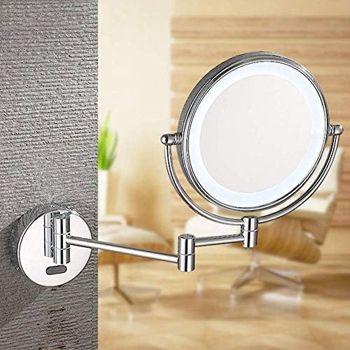 Wall-Mounted Makeup Mirror 8-inch Bright Silver Extendable