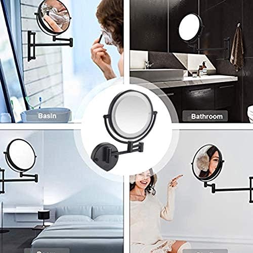 Wall-Mounted Makeup Mirror 9-Inch Extension Matte Black 7X for Girls