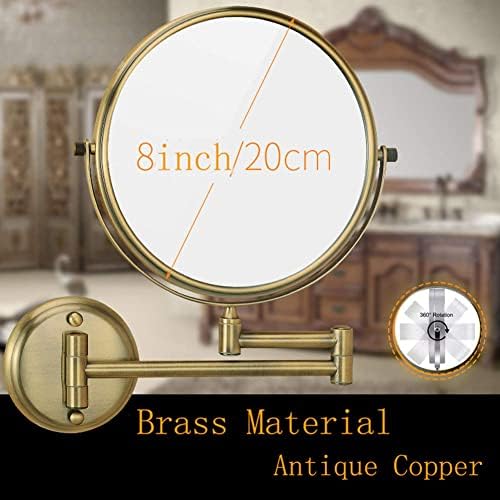 Durable Double-Sided 8-Inch Makeup Mirror Wall-Mounted with Magnification 360-Degree Swivel Extendable Arm