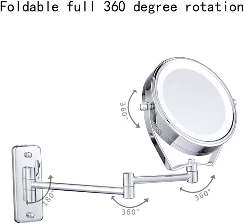 DEIHGE LED Makeup Mirror with 360 Rotating and 5X Magnification