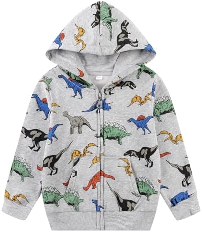 Cute Cartoon Car Animal Toddler Boys Zip-Up Hoodie