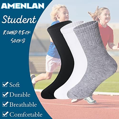 AMENLAN Kids Crew Socks 10 Pair Natural Cotton Classic