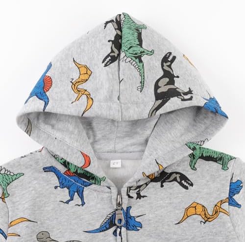 Cute Cartoon Car Animal Toddler Boys Zip-Up Hoodie