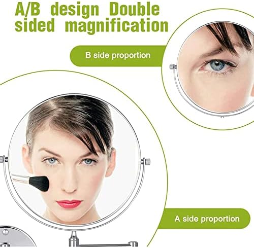 Wall-Mounted Magnifying Glass Miniwal - Double-Sided 5X LED Reflective Mirror 85 x 360 Rotate