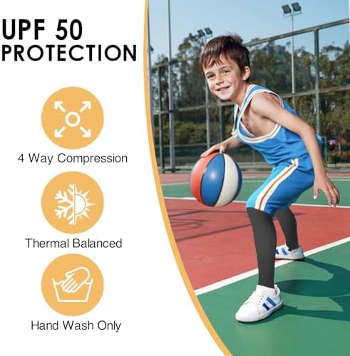 2-Pair Compression Leg Sleeves for Kids Supportive Breathable UV-Proof