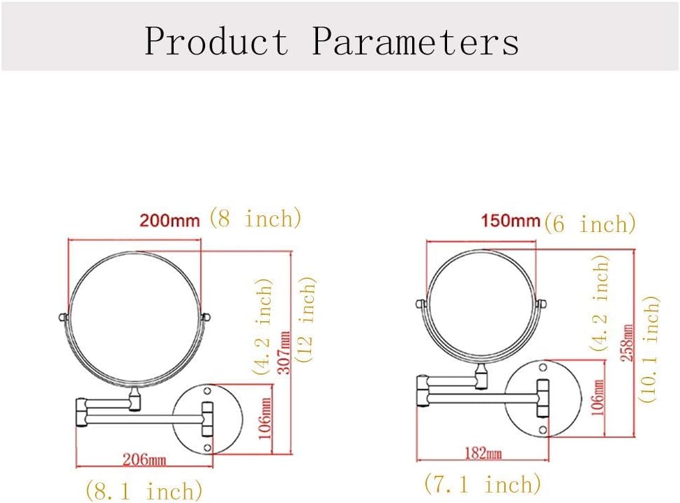 8-Inch Wall-Mounted Double-Sided Makeup Mirror with 3x-10x Magnification
