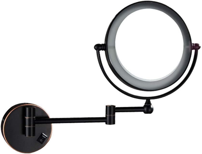 Wall-Mounted Makeup Mirror with 360-Degree Swivel LED Lights