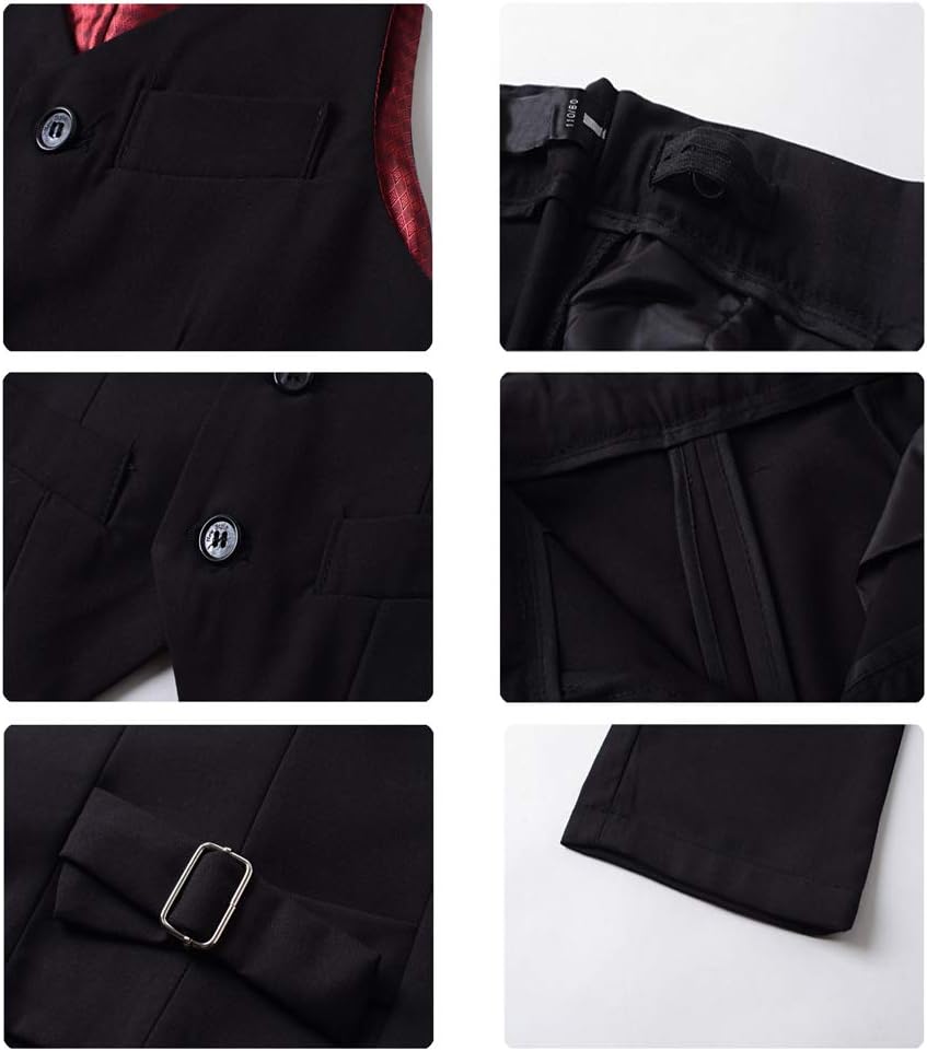 SaiLiiny Boys 4-Piece Slim Fit Suits Set Kids Formal Dress in Black and Blue Perfect Choice for Groomsmen and Kids