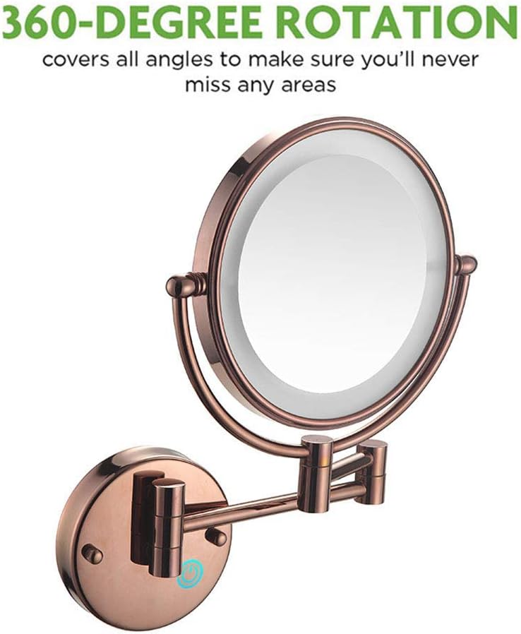 Wall-Mounted Makeup Mirror with LED Lights for Bathroom