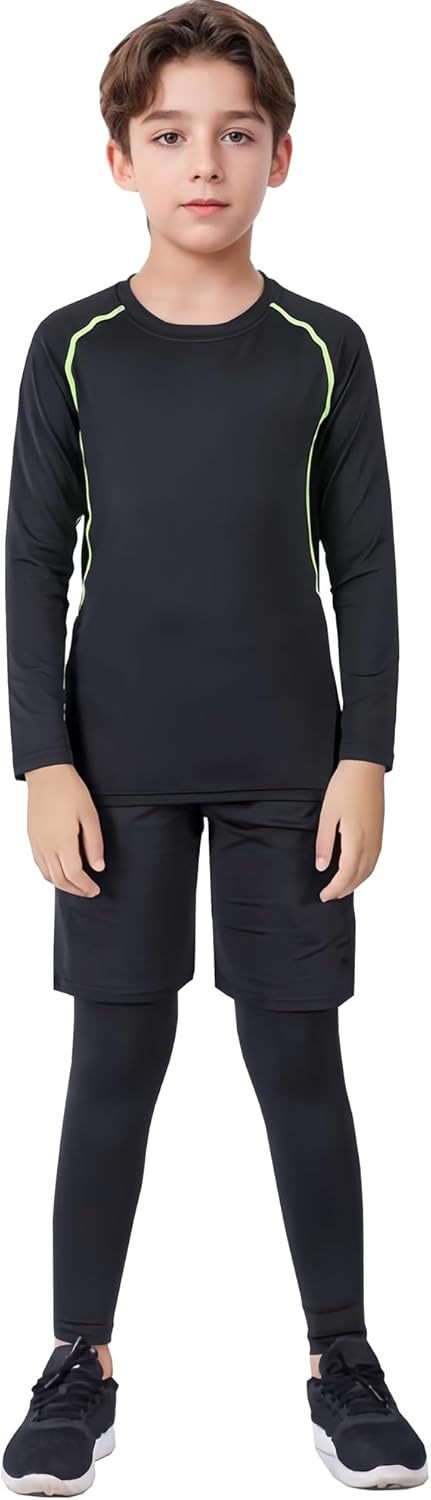 2 Pack Boys Girls Compression Shirts for Sports Activities