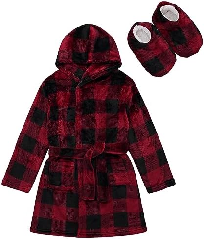 BCOOL Boys Dinosaur Camo Flannel Robe Slipper Set coziest for 4-12
