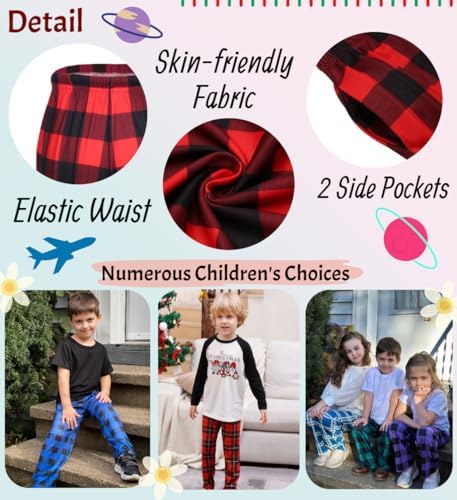 Ekouaer Boys Pajama Pants - softly Comfortable 2 Pockets Fun Designages 4-14