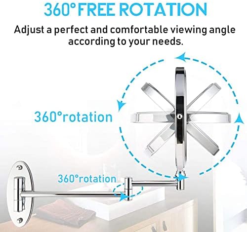 Durable Double-Sided Swivel Makeup Mirror wall-mounted 3X Magnification