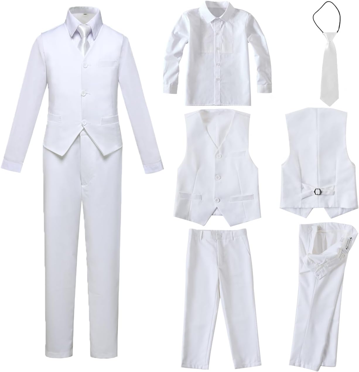 Boys 4-Piece Slim Fit Formal Suits Set for Boys Black Blue