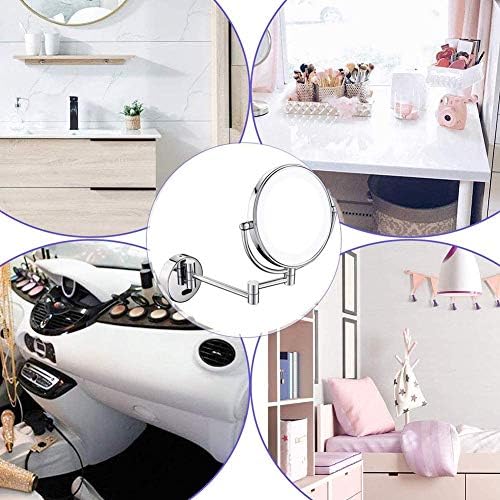 Wall-Mounted Makeup Mirror 8-inch Bright Silver Extendable