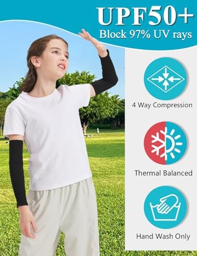 4-Pair UV Protection Arm Sleeves for Kids in Sports and Activities