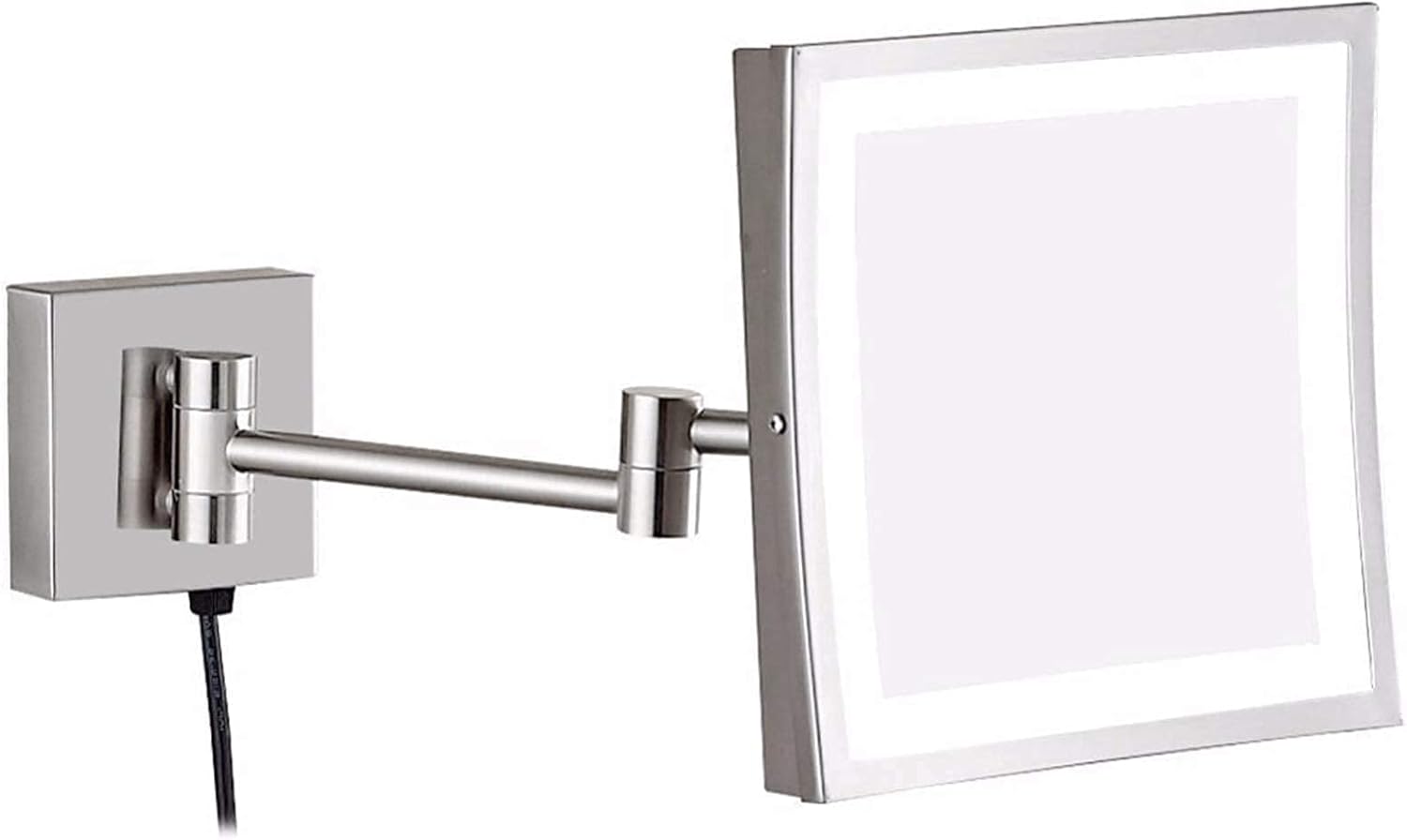 Elegant Nickel 8-inch LED Magnification Mirror for Busy Riverside