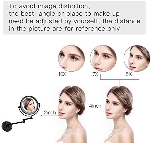 Wall-Mounted Makeup Mirror with 360-Degree Swivel LED Lights