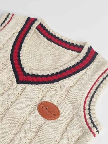 Back to School Boys sweater vest Kids uniform 100 cotton cable knit v-neck vest perfect for daily wear and casual life