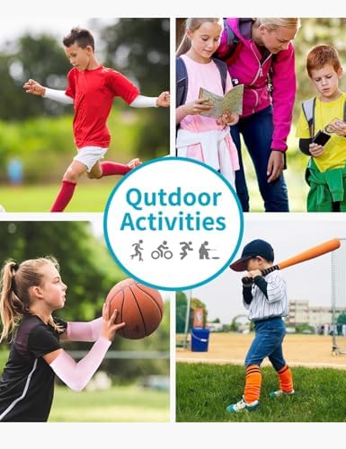 4-Pair UV Protection Arm Sleeves for Kids in Sports and Activities