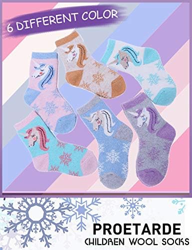 ProEtrade Thick Thermal Wool Socks for Kids 6 Pack