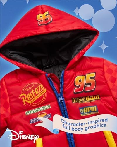 Disney Boys Puffer Jacket - Mickey Cars Buzz Lightyear Full Zip