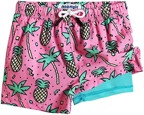 Comfortable Blue Design Boys Swim Trunks with Compression Liner MaamMagic Swimwear for Toddler to Teen