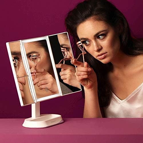 Fancii LED Lighted Makeup Mirror - Rechargeable 3 Color Temp 5X7X Magnification