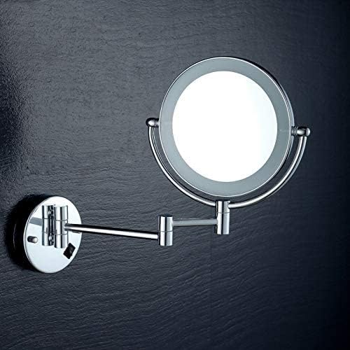 10X Magnifying Wall Mounted Makeup Mirror with LED Light Chrome Black