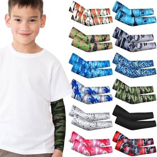Camouflage Arm Sleeves for Baseball Kids 12 Pairs