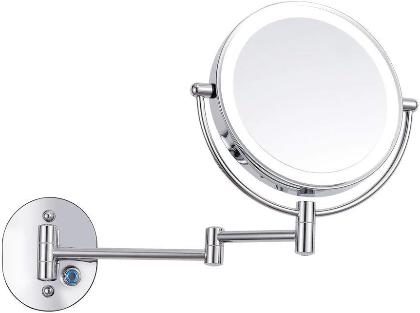 Wall Mount LED Makeup Mirror 5X Magnifying 8-Inch Double Sided Vanity Mirror with 360 Swivel UK Plug
